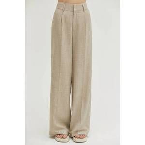 NEW CRESCENT pleat front trouser in oatmeal